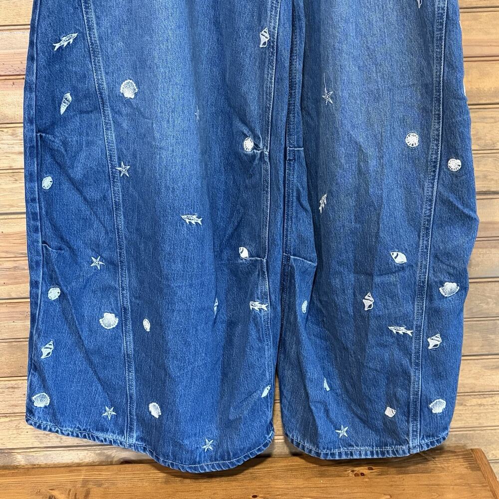 Free People We The Free Westward Under The Sea Wide Leg Jeans Size 32** Nautical - Picture 3 of 16